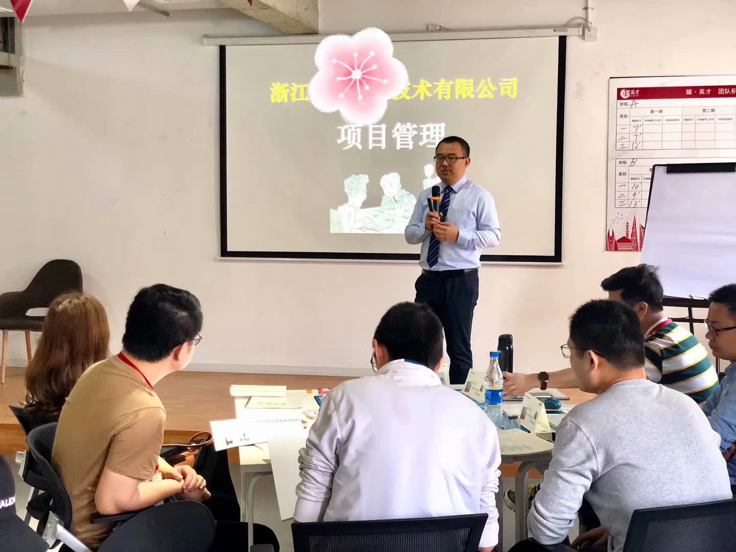 丁大硼老师受邀为 浙江某电商移动互联网公司,讲授《项目管理全过程沙盘模拟》课程