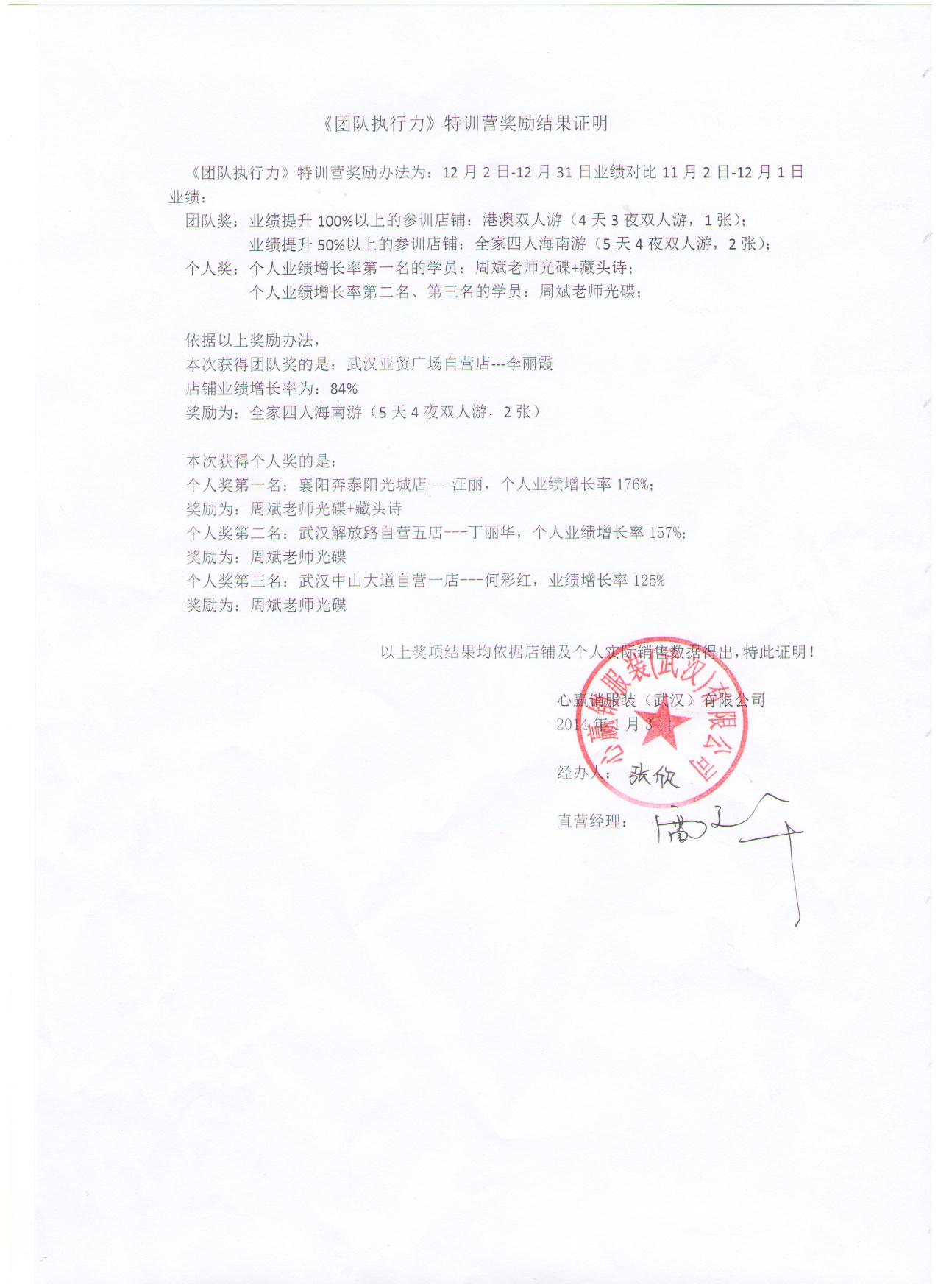 心赢服饰有限公司（湖北）《卓越团队训练营》