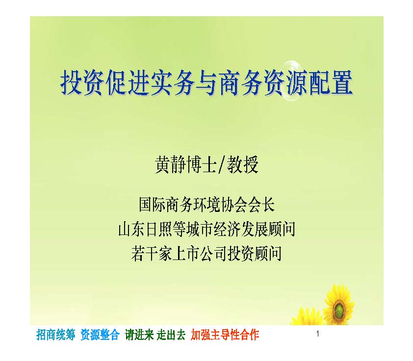 投资促进实务与商务资源配置